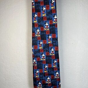 Mickey Mouse Neck Tie 100% Silk Disney Store Red White Blue Tie Made In Italy